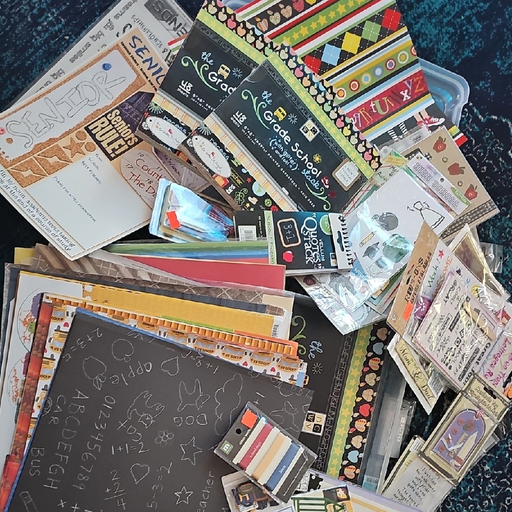School Theme Paper, Embellishments, Ribbon, Stickers And More